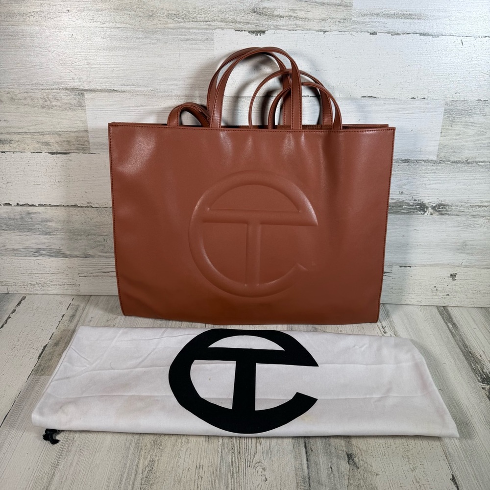 Telfar LARGE TAN Shopping Tote Bag with Dust Bag EUC
